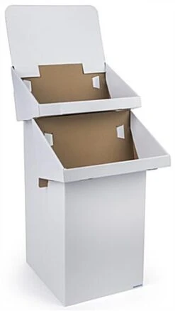 Cardboard Display For Floor, 2 Tiers, Removable Header - White