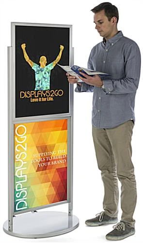 22 X 28 Rolling Poster Stands With Wheels, Double Sided - Silver - Image 6