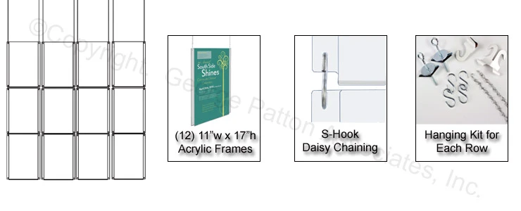 Workshop Series (12) 11 X 17 Ceiling Sign Holders With Chains And S Hooks - Clear