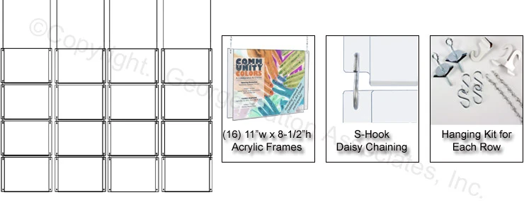 Workshop Series (16) 11 X 8.5 Ceiling Sign Holders With Chains And S Hooks - Clear