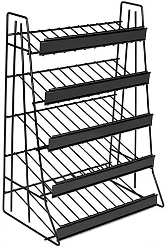 5-Tiered Wire Rack Display, Tabletop, 14"w Shelves With Sign Channels - Black - Image 2