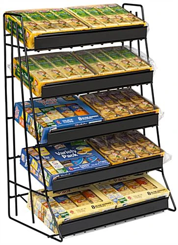 5-Tiered Wire Rack Display, Tabletop, 14"w Shelves With Sign Channels - Black - Image 3