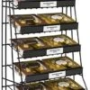 5-Tiered Wire Rack Display, Tabletop, 14"w Shelves With Sign Channels - Black
