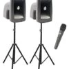 Anchor Audio PA System, Two Speakers, Two Stands, One Wireless Microphone - Black