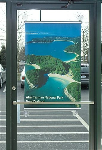 24-inch Banner Rails With 4 Suction Cups For Windows, Snap Open - Silver - Image 2