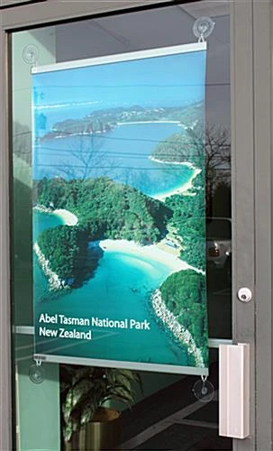 24-inch Banner Rails With 4 Suction Cups For Windows, Snap Open - Silver