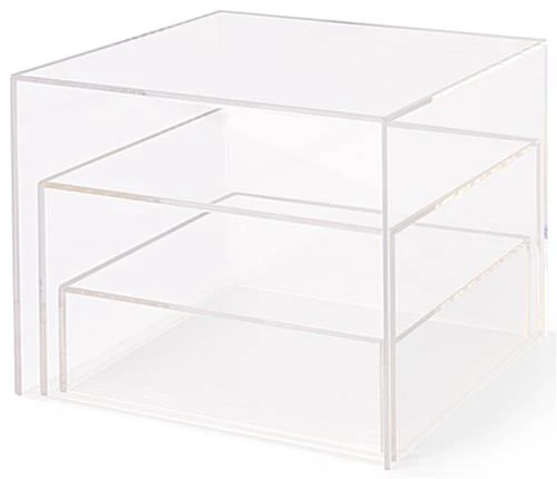 Clear Acrylic Cube Risers Made Of Recycled Material, Set Of 3 - Transparent - Image 6