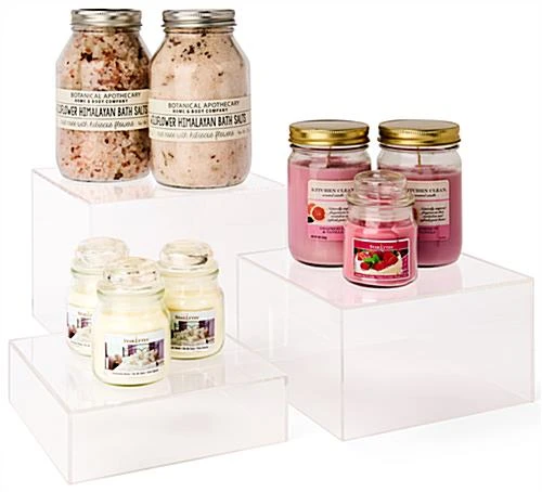 Clear Acrylic Cube Risers Made Of Recycled Material, Set Of 3 - Transparent - Image 7