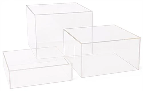 Clear Acrylic Cube Risers Made Of Recycled Material, Set Of 3 - Transparent