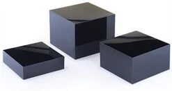 Black Acrylic Cube Riser Set Of 3, Hollow Bottoms - Gloss
