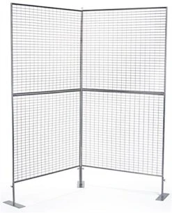 Art Display Grid, V-Shaped, (4) 3' X 3' Panels, Iron Mesh - Silver