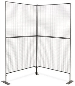 Art Display Grid, V-Shaped, (4) 3' X 3' Panels, Iron Mesh - Black