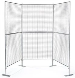Art Display Grid, U-Shaped, (6) 3' X 3' Panels, Iron Mesh - Silver