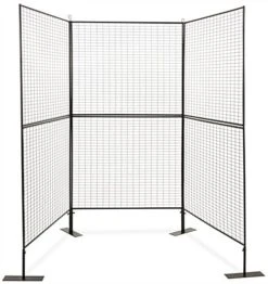 Art Display Grid, U-Shaped, (6) 3' X 3' Panels, Iron Mesh - Black