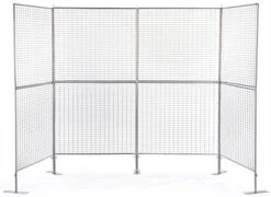 Art Display Grid, U-Shaped, (8) 3' X 3' Panels, Iron Mesh - Silver