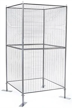 Art Display Grid, Square-Shaped, 4-Sided, (8) 3' X 3' Panels, Iron Mesh - Silver