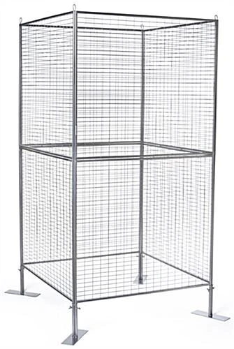 Art Display Grid, Square-Shaped, 4-Sided, (8) 3' X 3' Panels, Iron Mesh - Silver