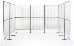 Art Display Grid, U-Shaped, (18) 3' X 3' Panels, Iron Mesh - Silver