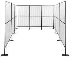 Art Display Grid, U-Shaped, (18) 3' X 3' Panels, Iron Mesh - Black