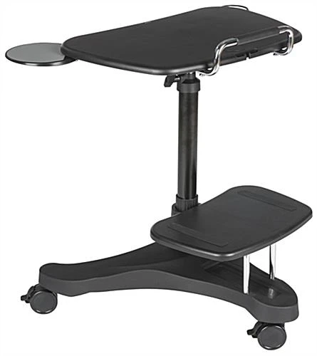 Height Adjustable Laptop Stand, Printer Shelf, Mouse Pad & Cup Holder - Black - Image 2