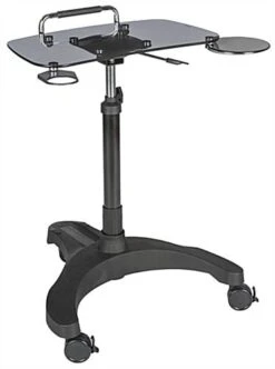 Height Adjustable Laptop Stand, Mouse Pad & Cup Holder β Black