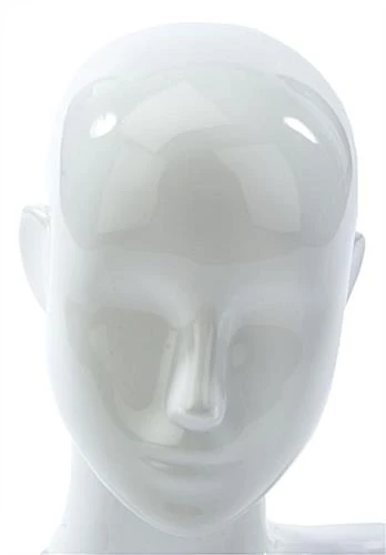 Female Mannequin Bust With Abstract Facial Features, Countertop – Glossy White - Image 4