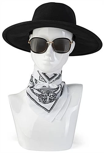 Female Mannequin Bust With Abstract Facial Features, Countertop – Glossy White - Image 2