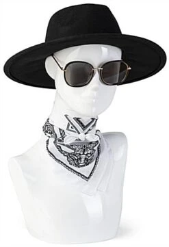 Female Mannequin Bust With Abstract Facial Features, Countertop – Glossy White