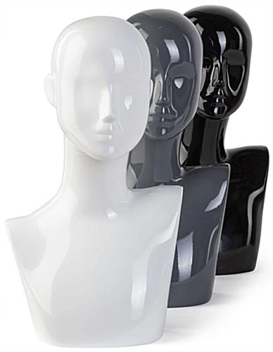 Female Mannequin Bust With Abstract Facial Features, Countertop – Glossy White - Image 6