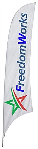 13' Custom Feather Flag With Ground Spike - Full Color Printing