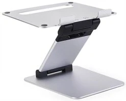 9.4" D Sit Stand Laptop Holder W/ Height & Adjustable Angle, Portable - Silver