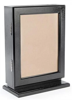 Wooden Ballot Box For Table Or Wall, 8 X 11 Frame, Locking Hinged Door - Black