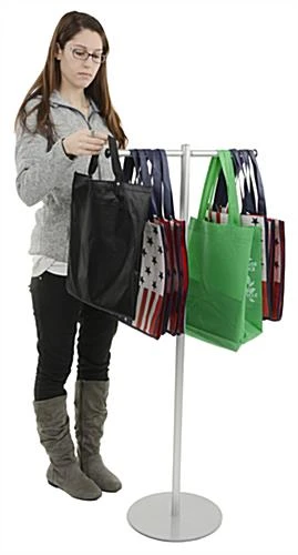 Bag Stand With (2) 11" Straight Arm Poles For 22 Tote Capacity - Silver - Image 4