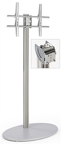 TV Stand With Oval Base, Fits Monitors 42” To 60”, Tilting Bracket – Silver