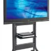 TV Cart With Height-adjustable Shelf, Fits Monitors 37 To 70", Camera Shelf - Black