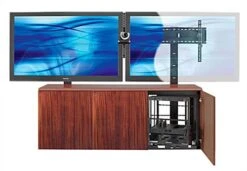 TV Stand For Monitors Up To 103" W/ Cabinet Storage - Mahogany