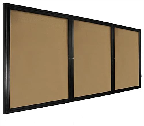 96 X 48 Enclosed Cork Board With 3 Locking Doors - Black - Image 2