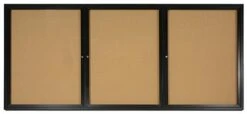 96 X 48 Enclosed Cork Board With 3 Locking Doors - Black