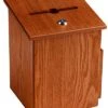 Wooden Ballot Box W/ Side Pocket, Pen & Lock, Wall Or Countertop - Oak