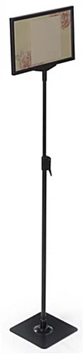 11” X 7” Floor Sign Holder, Height Adjustable, Top Insert Frame W/ Lens - Black - Image 2