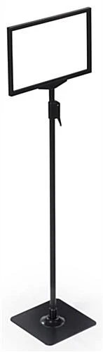 11” X 7” Floor Sign Holder, Height Adjustable, Top Insert Frame W/ Lens - Black - Image 3
