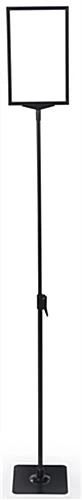 11” X 7” Floor Sign Holder, Height Adjustable, Top Insert Frame W/ Lens - Black
