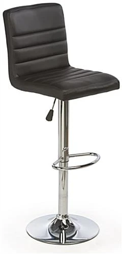 Adjustable Stool W/ Leathette Seat, 360° Swivel, Backrest, Set Of 2 - Black