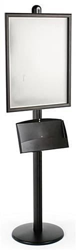 22 X 28 Poster Stand With Brochure Tray, 4"w, Snap Open, Round Base - Black - Image 2