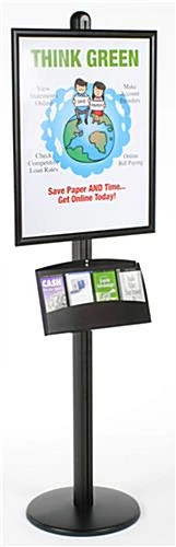 22 X 28 Poster Stand With Brochure Tray, 4"w, Snap Open, Round Base - Black