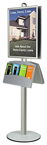 22 X 28 Poster Stand W/ Brochure Holder, 4", Snap Open, Double Sided - Silver