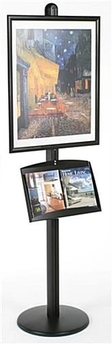 22 X 28 Poster Floor Stand With Literature Holders, 4"/8.5"w, Snap Open - Black