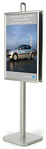 24 X 36 Poster Stand, Snap Open, Square Base - Silver