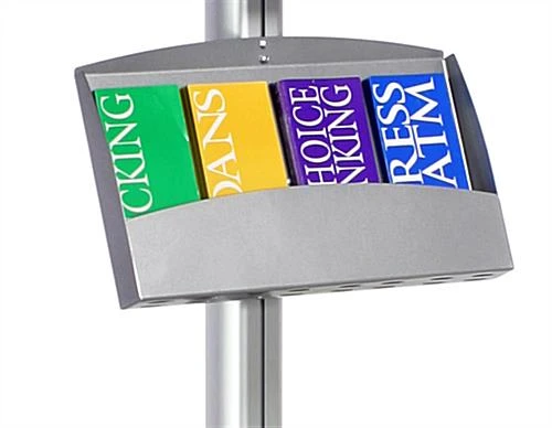 Brochure Tray For Floor Stands, 4", Open Shelf - Silver