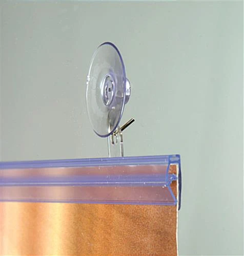 30" Banner Rails With Suction Cups For Window Mounting, Plastic - Clear - Image 2